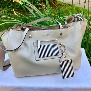 Henri Bendel influencer Heather gray leather Tote Bag
